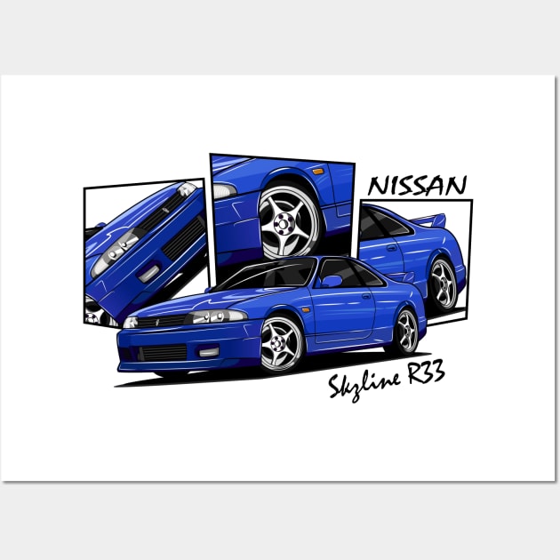 Nissan Skyline r33 GTR, JDM Car Wall Art by T-JD